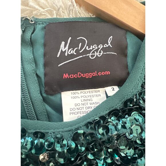 Mac Duggal Beaded Midi Sheath Dress 10509 | NWT Deep Emerald Sz 2 Cocktail Gown - Picture 7 of 7